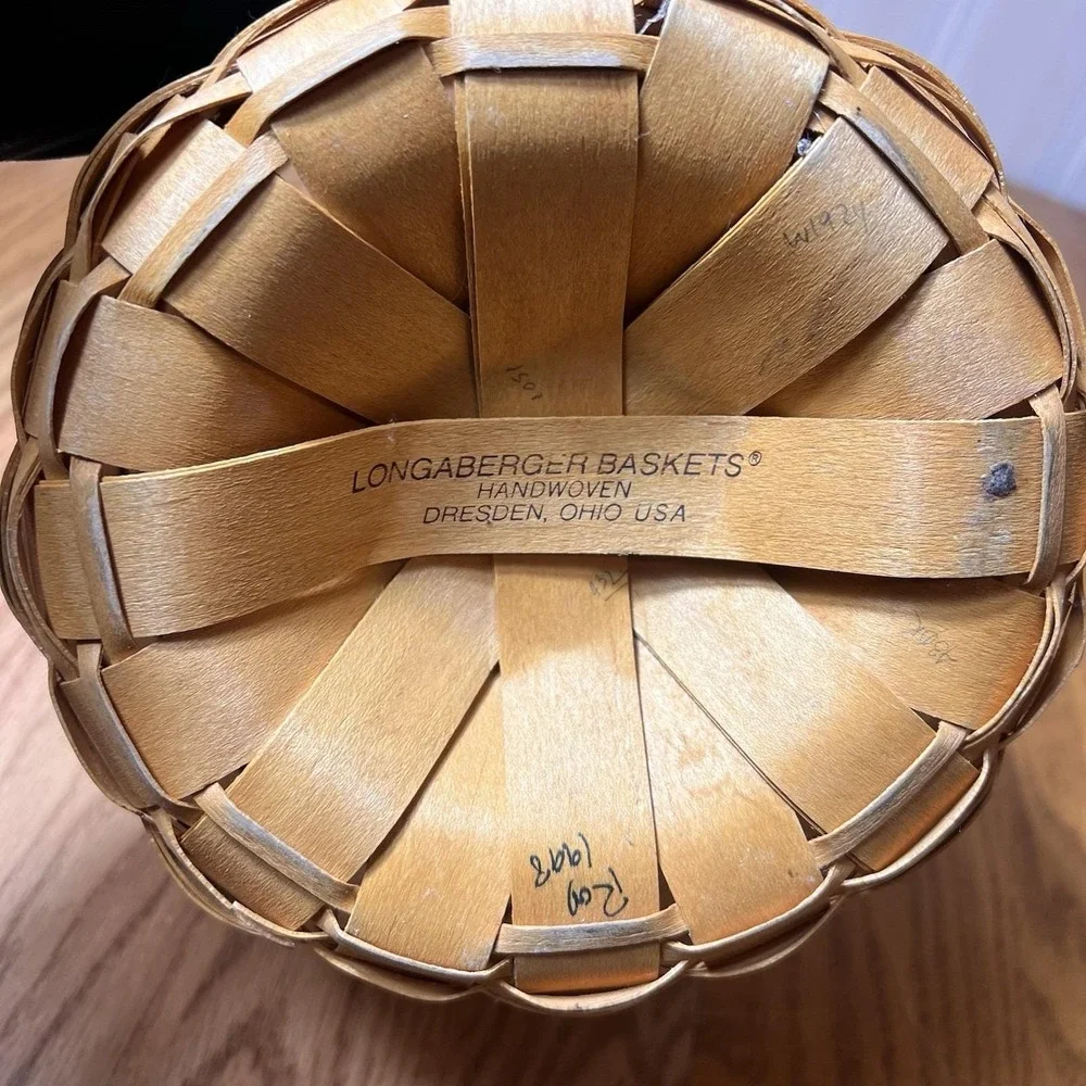Longaberger 1998 Classic Handwoven Basket Round 8 inch w/Adjustable Handle VTG